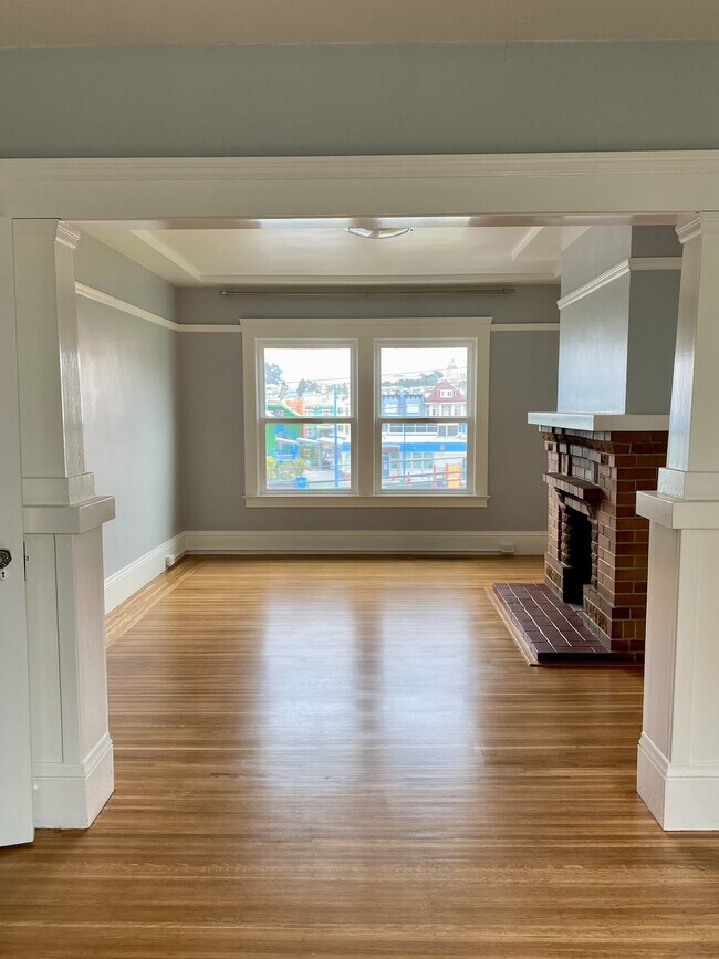 Living room with fireplace - 651 7th Ave