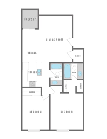 2 Bedroom 2 Bath 910 sqft - Regency Heights