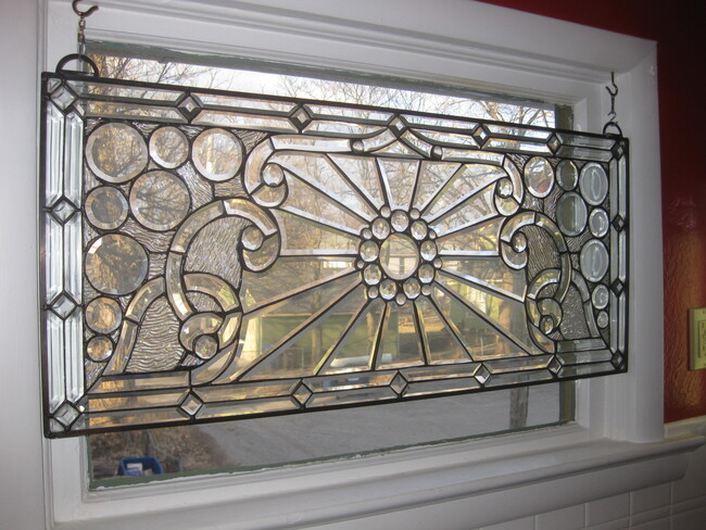 beautiful leaded glass catches the morning sun - 2415 Cottage Grove Ave