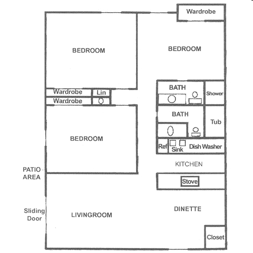 3BR/2BA - Westwood Apartments