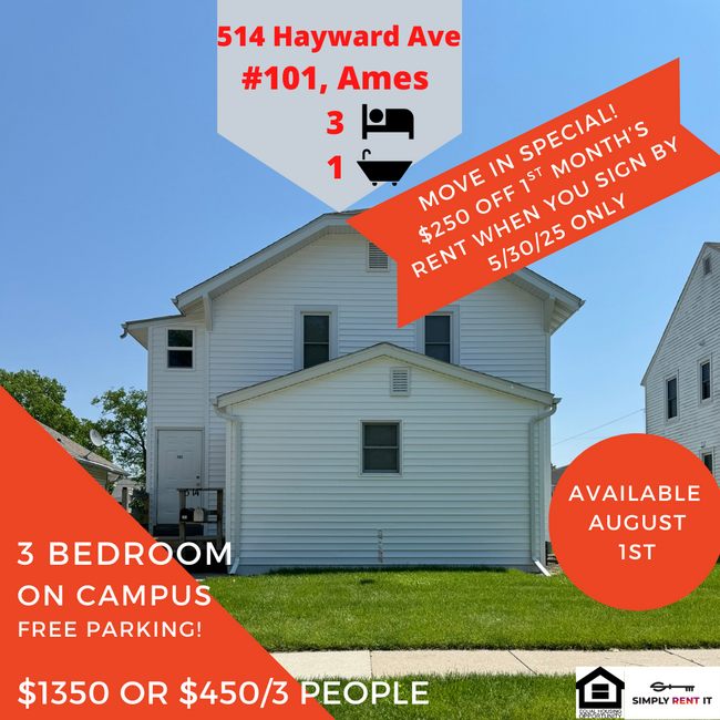 Primary Photo - Tri-Plex, 2 and 3 Bedrooms On Campus! Avai...