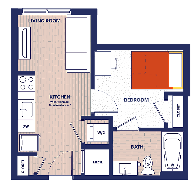 1 BEDROOM, 1 BATH - The York