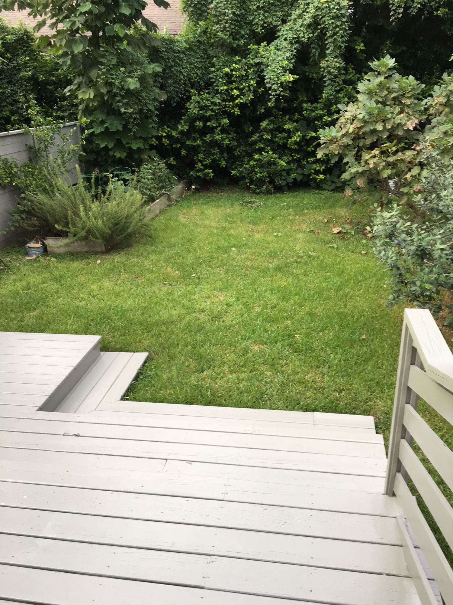 Back yard view 2 with raised veggie garden - 2827 Lepage St