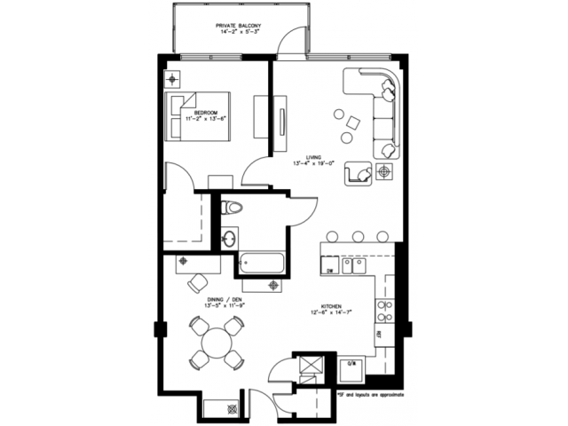 1 Bed 1 Bath/Den - 1241 N. Milwaukee