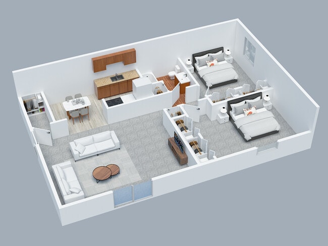 2BD 1BA Standard - Hillbrook Apartments