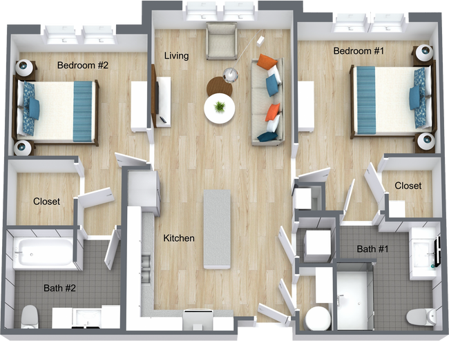 Durham Unit B - 3D Floor Plan.png - Durham Place