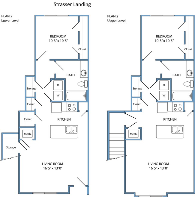 Plan 2 - 1 bed, 1 bath - Strasser Landing and House