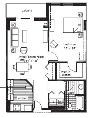 1BR/1BA - River West Apartments