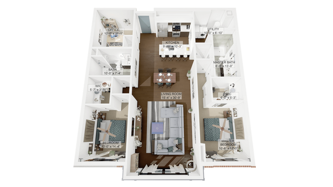 3D-Plan-Unit-2-B.png - La Collina Living in Little Italy Cleveland