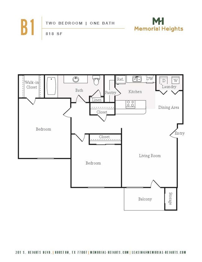 B1 Floorplan Layout - Memorial Heights at Washington