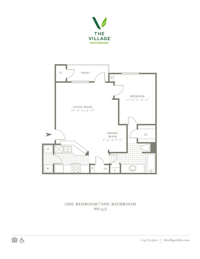 One Bedroom/One Bath - 806sf - The Village Northbridge
