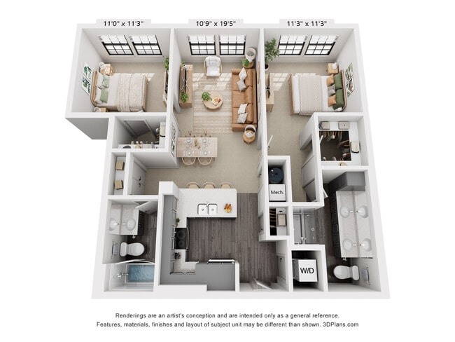 2-Bedroom 2-Bathroom | 992 sqft - The Whit