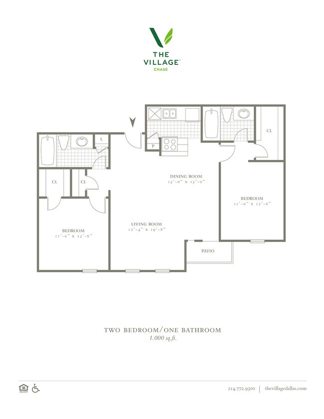 Two Bedroom/Two Bath - 1000sf - The Village Chase