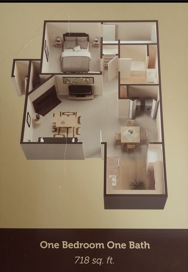 1bd 1bth 3D pic - Wind Chase Apartments