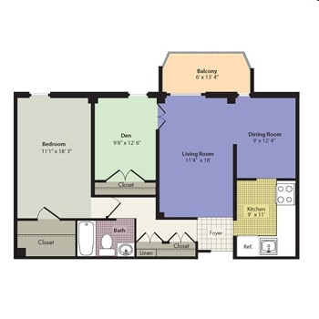 1 Bedroom Den (A1D) - Trillium Apartments
