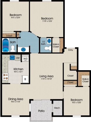 3BR/1.5BA - The Apartments at Hunters Glen