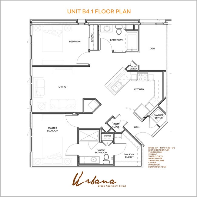 B4 Floorplan - Urbana Chula Vista Luxury Apartments