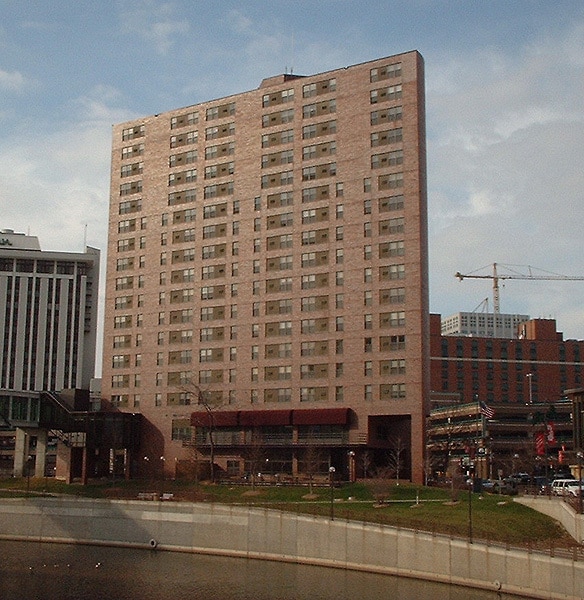 View to the West across the Zumbro River - Fontaine Towers
