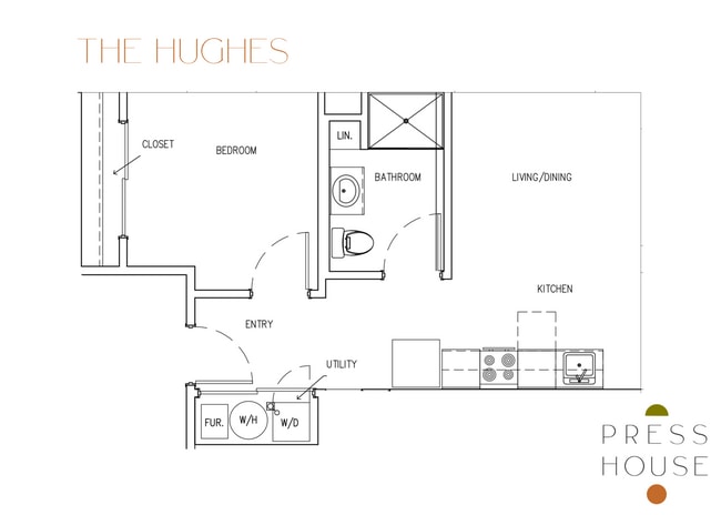 Explore 'The Hughes' – a thoughtfully designed living space with modern amenities. - Press House Apartments