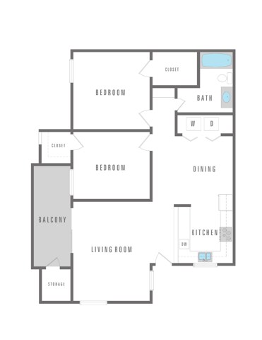 2 Bedroom 1 Bath 1014 sqft - Emerald Bay