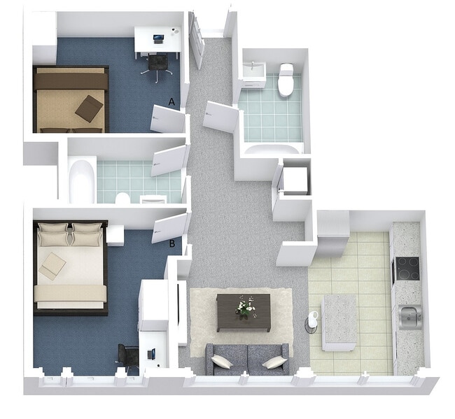 2x2 Layout B - University Lofts