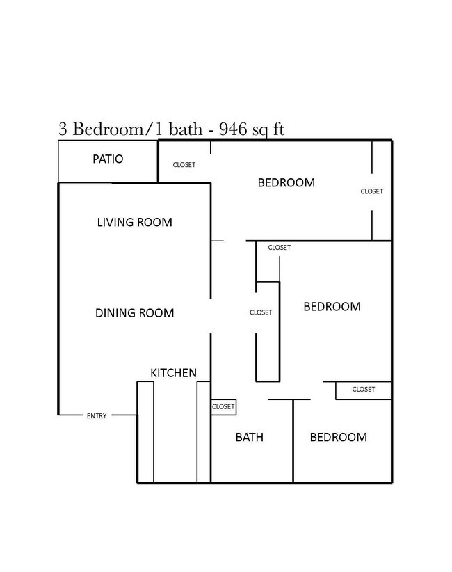 BB Floorplan - 3x1 - Bonnie Brae Apartments