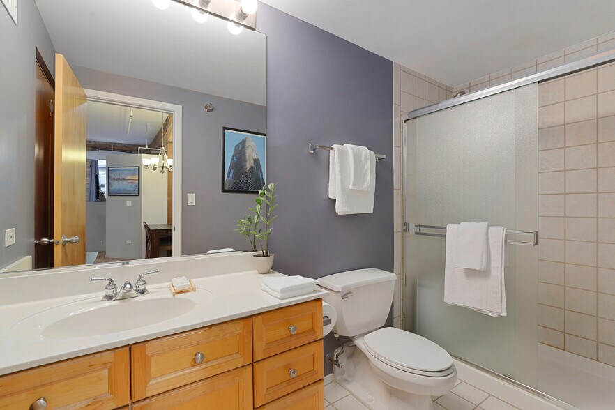Second bathroom with European style shower & ample storage closet space - 417 S Jefferson St