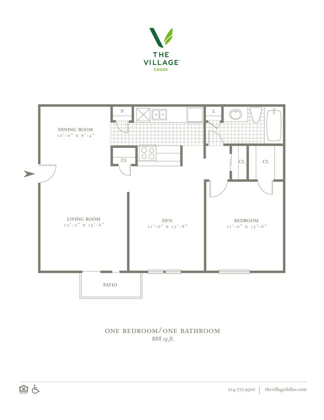 One Bedroom/One Bath - 888sf - The Village Chase
