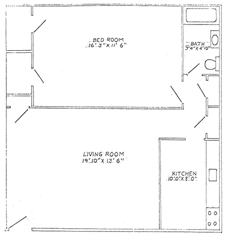 1x1 700 sq. ft. - Westfield Manor Apartments