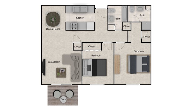 2B2B - 998 SF - Valley Crest + Park