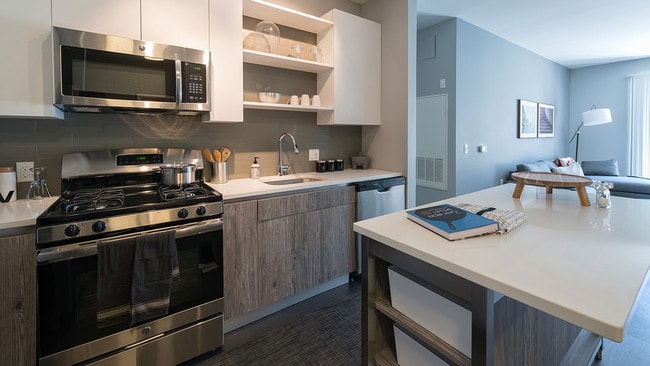 European style cabinetry and movable kitchen islands - Modera Medford