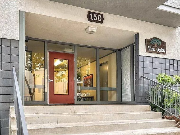 Building from door; secure lobby with fob access required - 150 Pearl St
