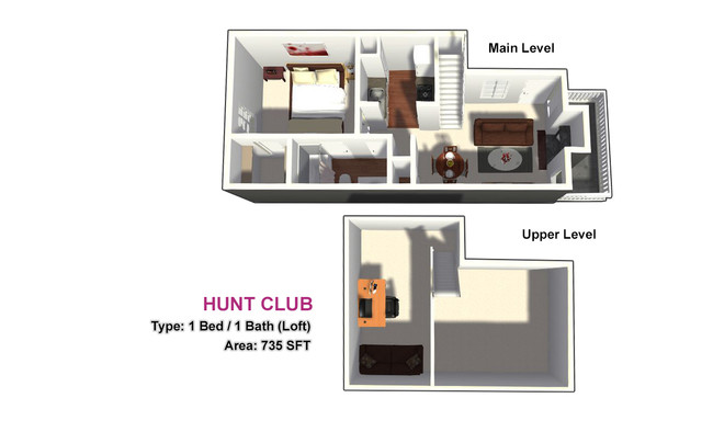 One Bed / One Bath - Loft - Hunt Club