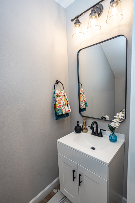 Half-bathroom vanity on main level - 110 Sierra Cir