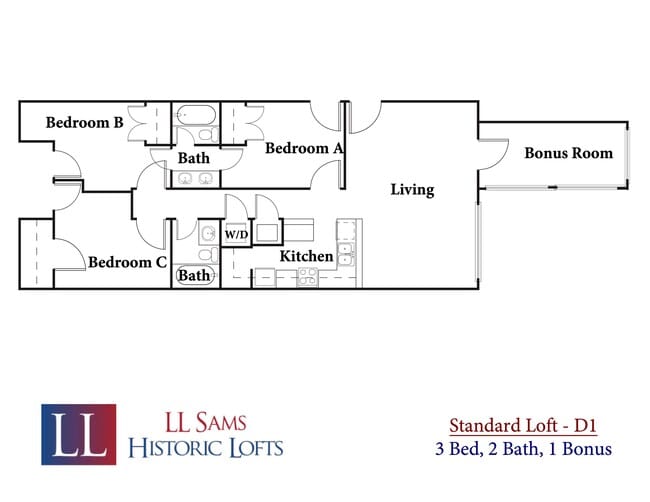 Spacious 3 bed 2 bath with 1 bonus room! - LL Sams Apartments