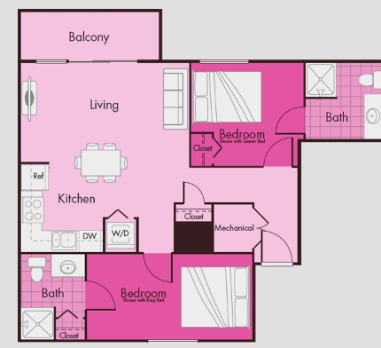 2BR/2BA - Lofts on College