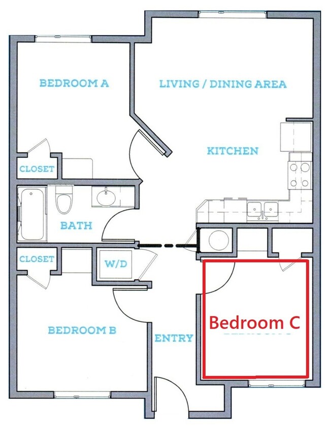 Bedroom C available to lease - The Arcade