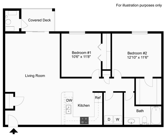 2 Bedroom 1 Bathroom - Thorn-Barry Apartments