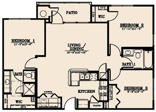 Floorplan - Villas on Sixth Apartment Homes