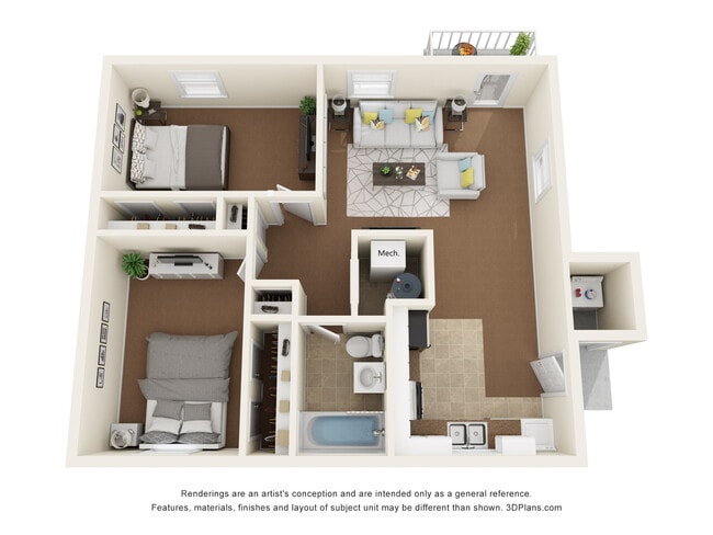 2 Bed 1 Bath - The Life at Lakeside Villas