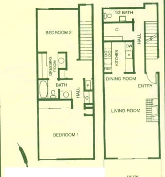 Townhouse 2 Bedroom/ 1 1/2 Bath - Waters Edge Apartments