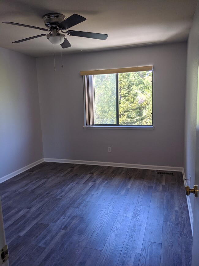 Large, private bedroom with new floors, and wall controlled ceiling fan - 1 Frisbie St