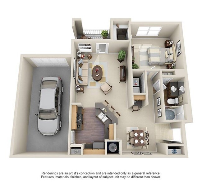 1 Bedroom | 1 Bath | 890 SF | Attached Garage - Carrington at Champion Forest Apartments