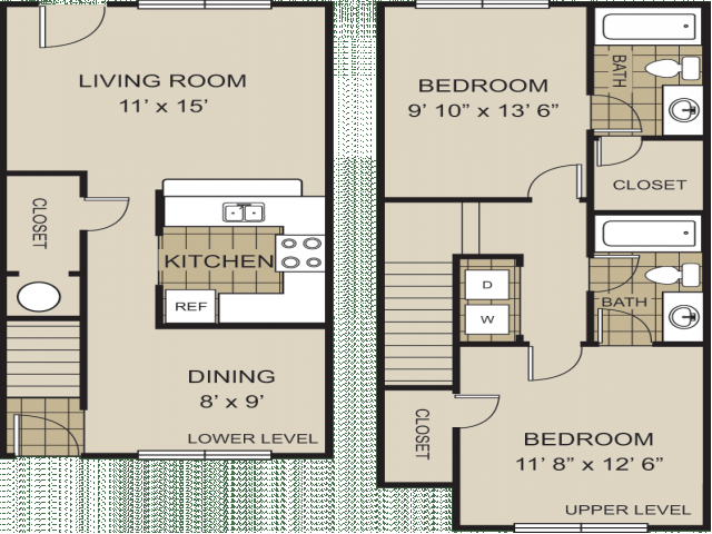 2/2 Floor Plan - Redwine Creek