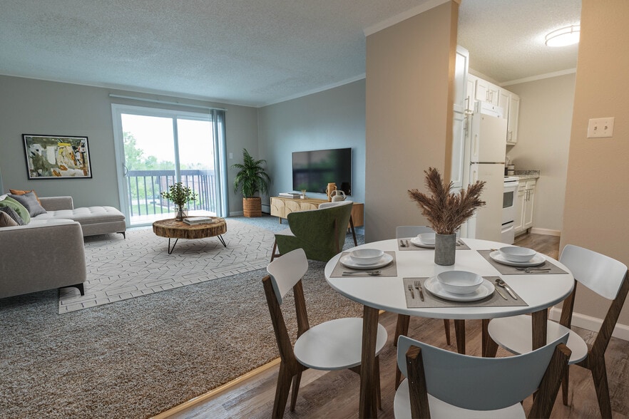 2 BR, 1 BA - Living Room (Aspen) - Lamar Village Apartments