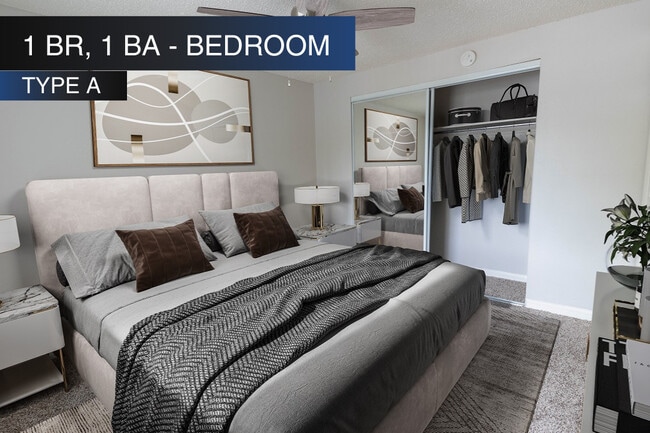 1 BR, 1 BA - Updated Bedroom (Type A) - Roman Villa Apartments