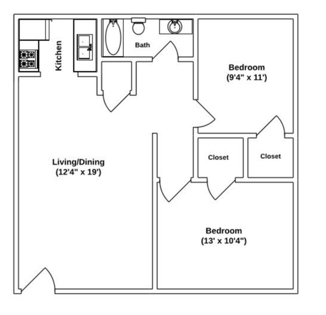 Saxon Floor Plan - Kensington Park Apartments