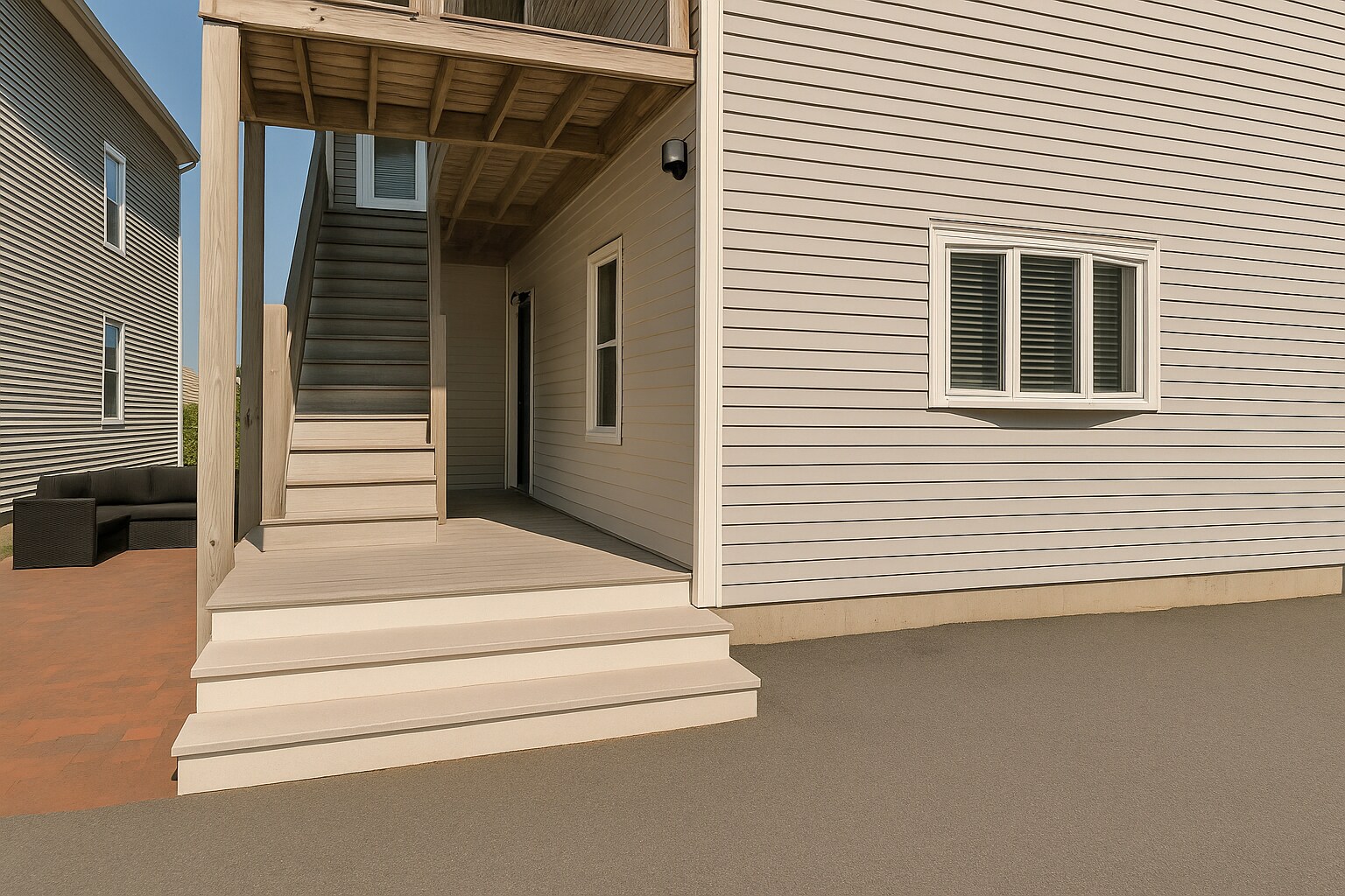 View of your Entrance from Parking Space and Private Deck - 25 Essex St