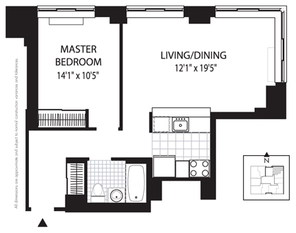 1BR/1BA C - 33 West End Ave