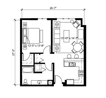 1BR/1BA - The Vaux
